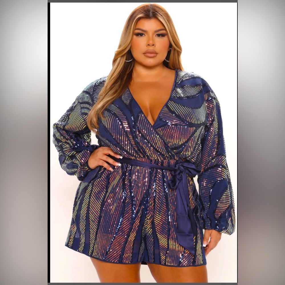 Iridescent Sequin Fashion Nova Romper